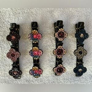 Braided Crystal Hair Clips - Multicolor